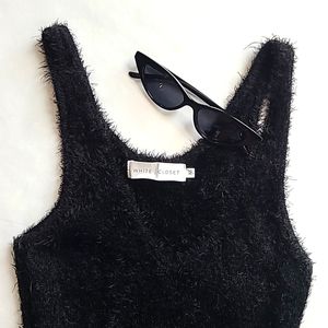 XS Slinky Black Mid-length Cocktail Dress